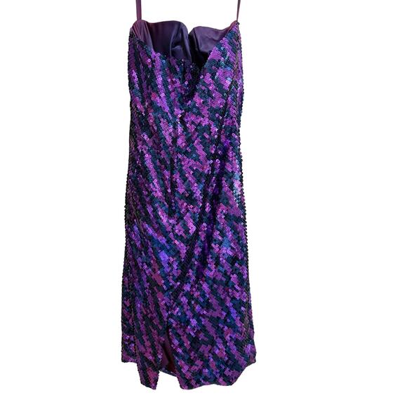 Alyce Designs Size 10 Purple & Black Sequined Sleeveless Dress - Picture 7 of 7